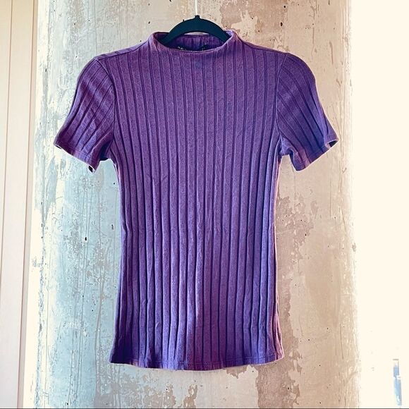 Harloweβ& Graham Purple Ribbed Top,β Size M - Picture 3 of 13
